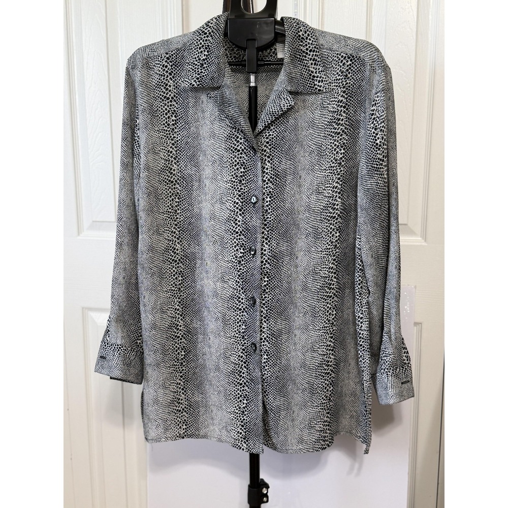 La Chine Classic Womens 12 Black Animal Print 3/4 Sleeve Blouse Galinda Wang